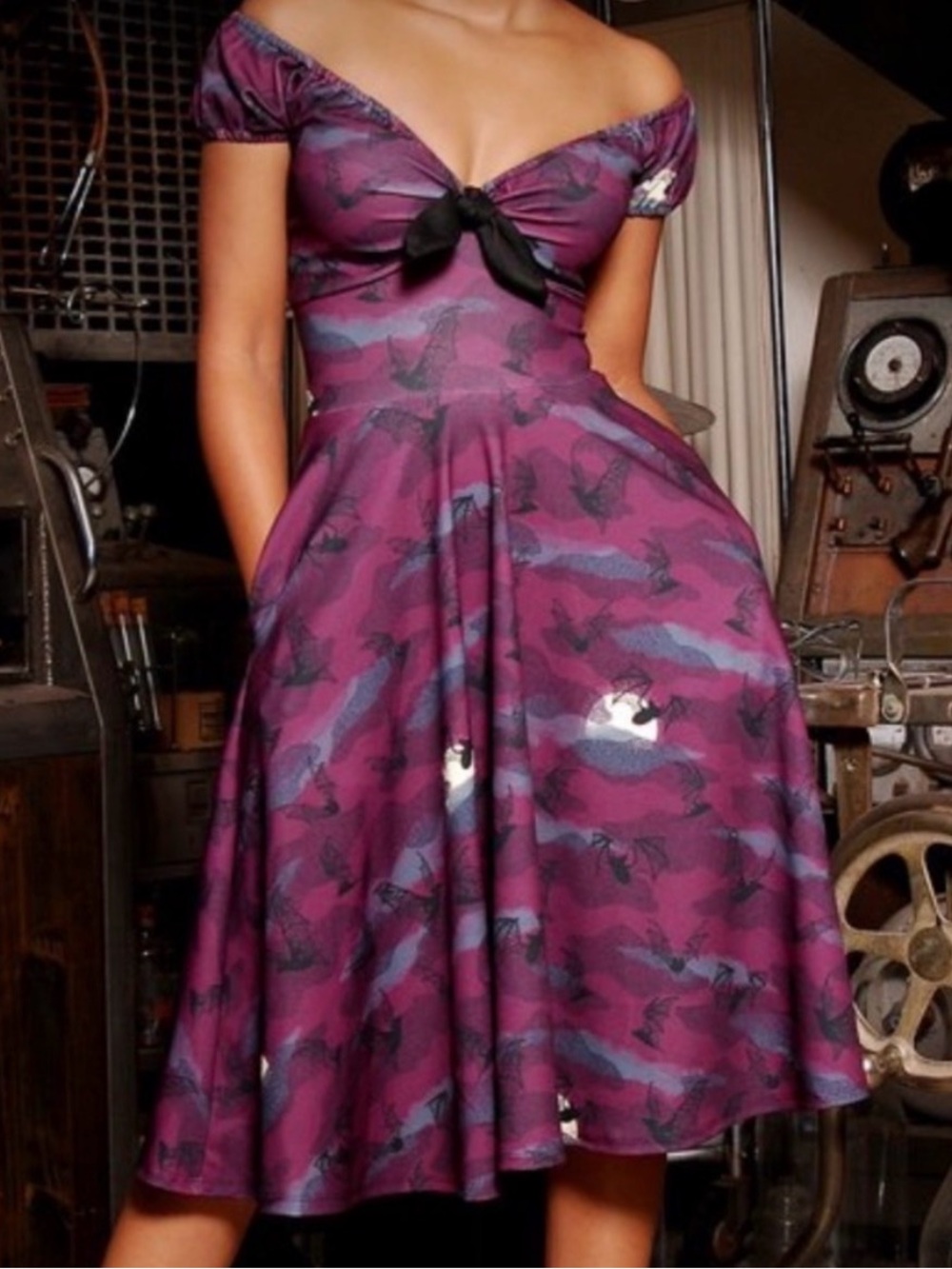 Pinup Girl Clothing Natalie Dress in Victorian Bats
